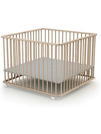Webaby - parc bébé pliant en bois 100 x 100 cm cali hêtre brut - 100x100