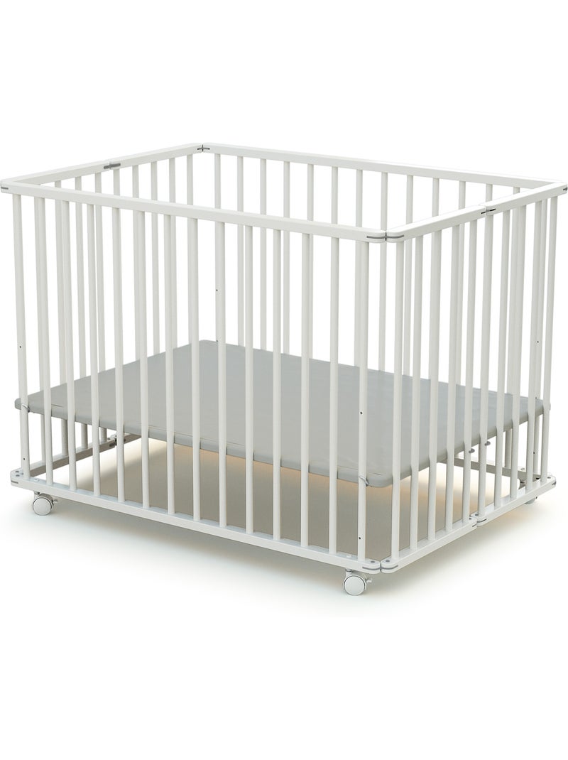 WEBABY - Parc bébé pliant en bois 70 x 100 cm CALI 70x100cm Blanc - Kiabi