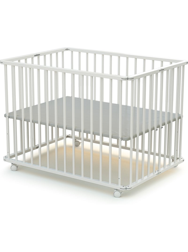 WEBABY - Parc bébé pliant en bois 70 x 100 cm CALI 70x100cm Blanc - Kiabi