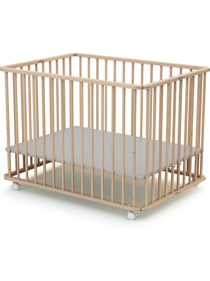 WEBABY - Parc bébé pliant en bois 70 x 100 cm CALI 70x100cm Marron noisette - Kiabi