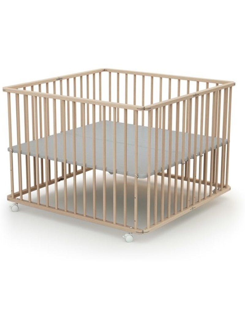 Webaby - parc bébé pliant en bois avec roulettes 70 x 100 cm cali hêtre brut - 70x100 Beige - Kiabi