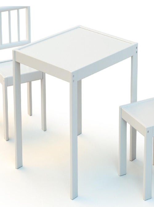 WEBABY - Petite table 2021 decor carref en bois Blanc - Kiabi WEBABY - Petite table 2021 decor carref en bois Blanc - Kiabi