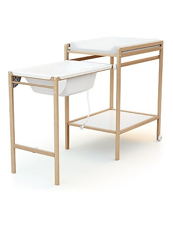 WEBABY - Table à Langer avec Baignoire en bois LILO