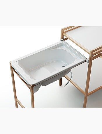 WEBABY - Table à Langer avec Baignoire en bois LILO