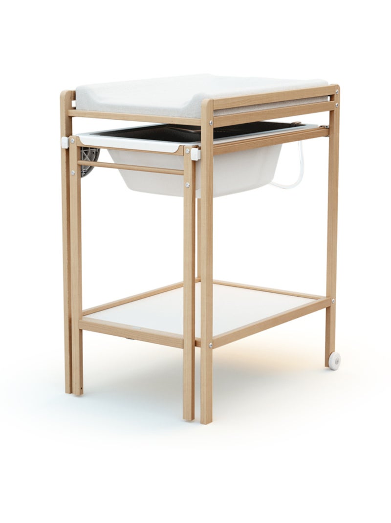 WEBABY - Table à Langer avec Baignoire en bois LILO Beige clair - Kiabi