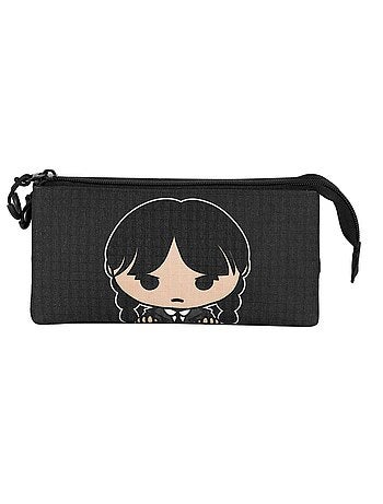 Wednesday Mercredi Cute Trousse Triple, Gris