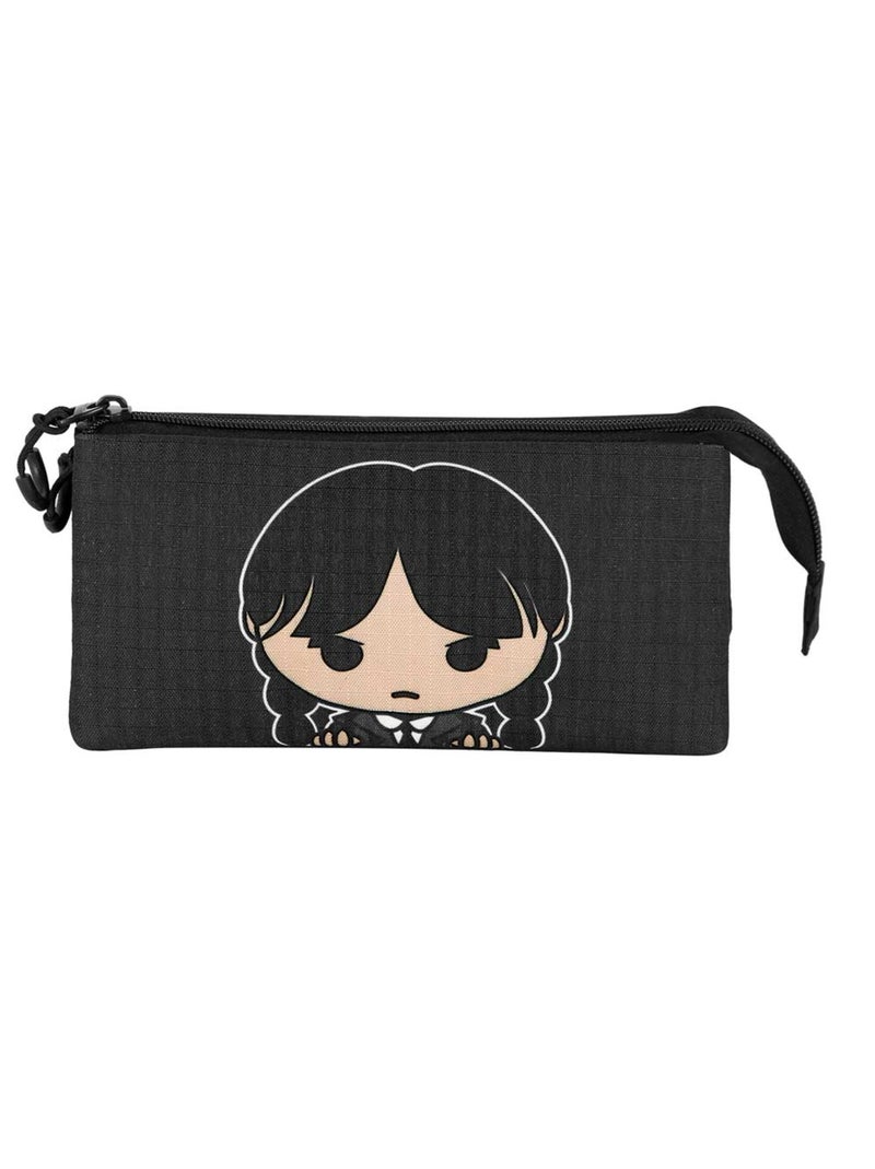 Wednesday Mercredi Cute Trousse Triple, Gris Gris - Kiabi