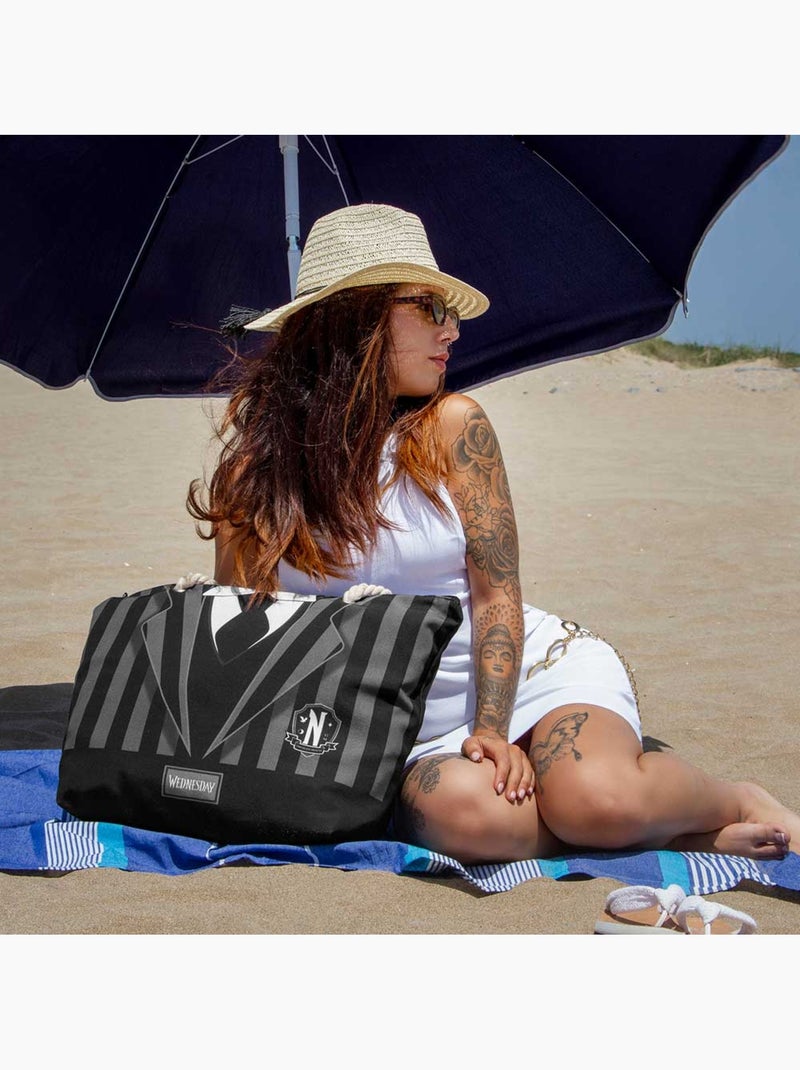 Wednesday Mercredi Uniform Sac de Plage Soleil, Noir Noir - Kiabi