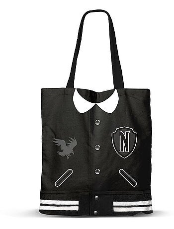 Wednesday Mercredi Varsity Sac de Courses Shopping Bag, Noir