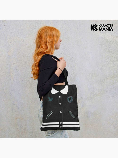 Wednesday Mercredi Varsity Sac de Courses Shopping Bag, Noir - Kiabi