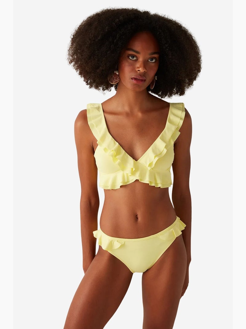 Wendy bas de bikini à volant sur le côté penti Jaune citron - Kiabi