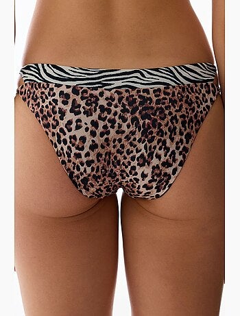 Wild bas de bikini à côtés superposés et imprimé léopard, taille mi-haute penti