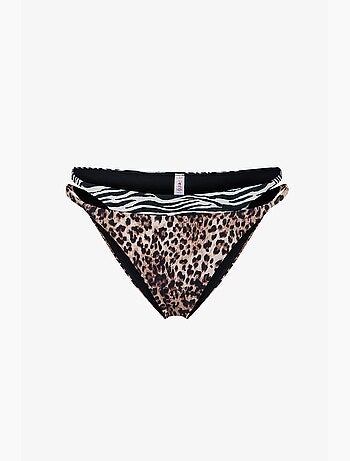 Wild bas de bikini à côtés superposés et imprimé léopard, taille mi-haute penti