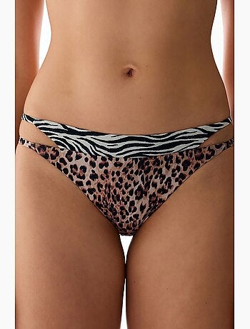 Wild bas de bikini à côtés superposés et imprimé léopard, taille mi-haute penti