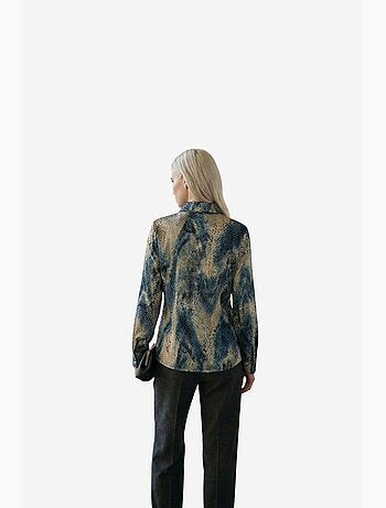 Women's chemise tissée en velours à imprimé abstrait my fashion
