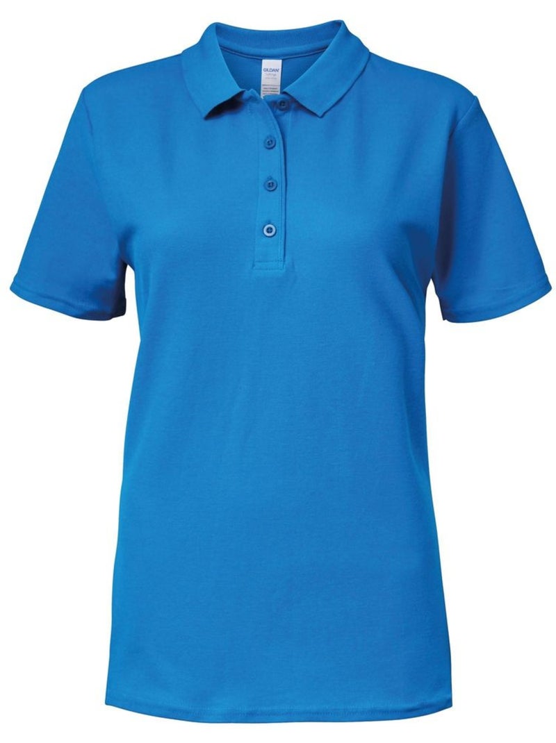 Womens/ladies polo à manches courtes en double piqué - gildan softstyle Bleu saphir - Kiabi