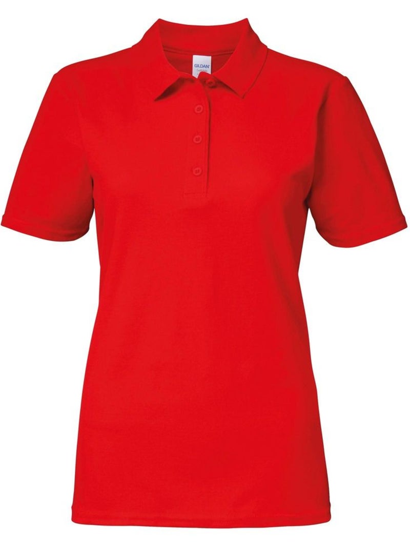 Womens/ladies polo à manches courtes en double piqué - gildan softstyle Rouge - Kiabi