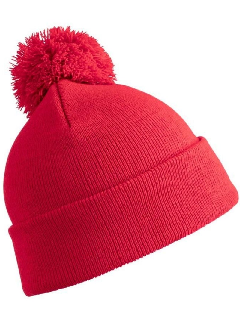 Womens/ladies winter essentials pom pom beanie (bonnet à pompon) - result Rouge - Kiabi