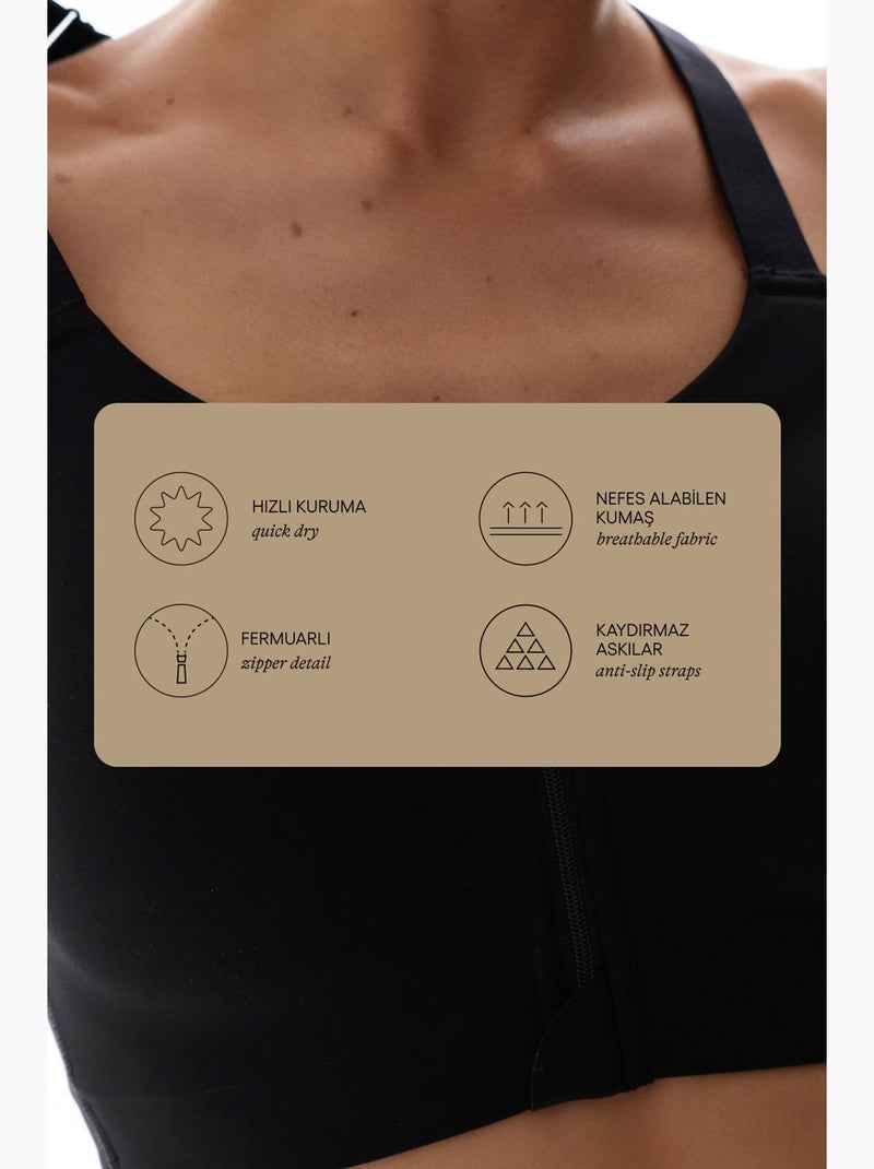 Wonder soutien-gorge de sport à maintien élevé et zip frontal power zip front penti Noir - Kiabi