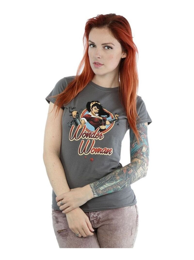 Wonder Woman - T-shirt BOMBSHELLS Gris Noir - Kiabi