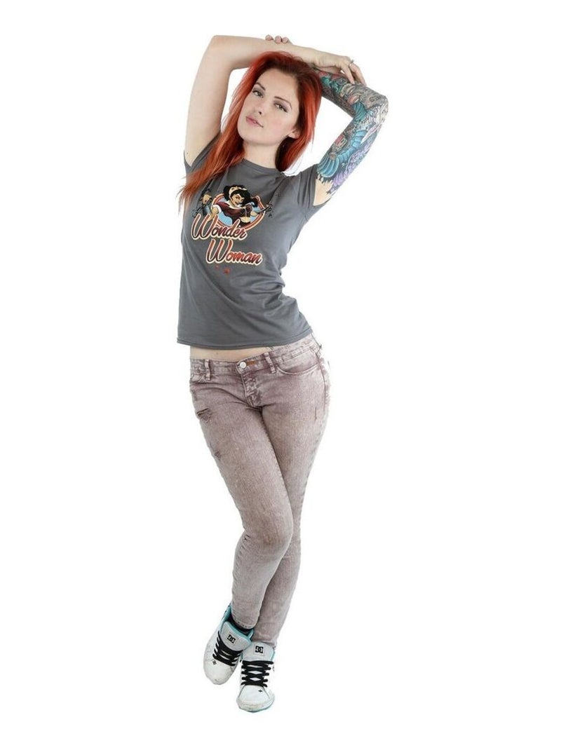 Wonder Woman - T-shirt BOMBSHELLS Gris Noir - Kiabi