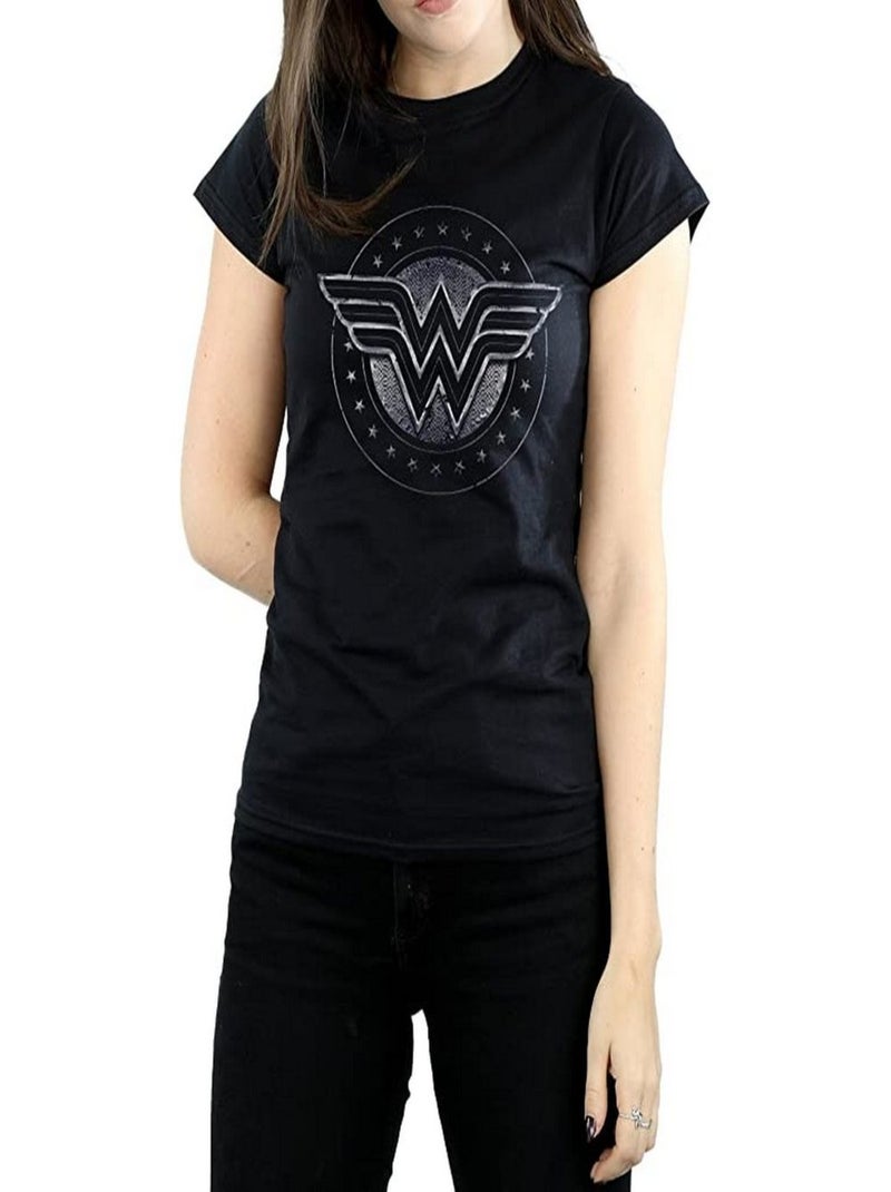 Wonder Woman - T-shirt motif/style Bouclier Noir - Kiabi