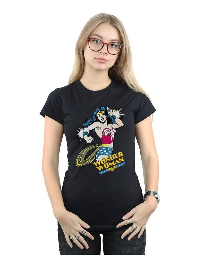 Wonder Woman - T-shirt motif/style Lasso Noir - Kiabi