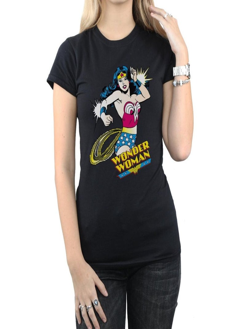 Wonder Woman - T-shirt motif/style Lasso Noir - Kiabi