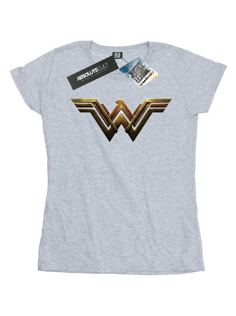 Wonder Woman - T-shirt motif/style logo Gris chiné - Kiabi