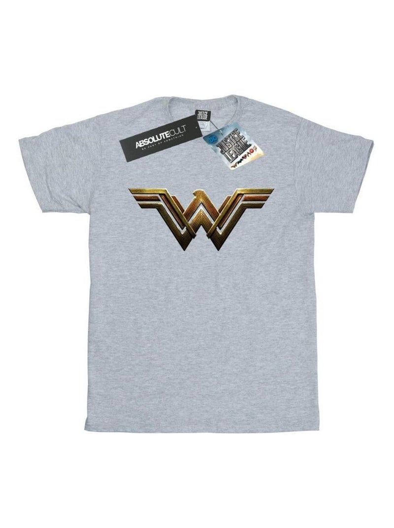 Wonder Woman - T-shirt motif/style logo Gris chiné - Kiabi