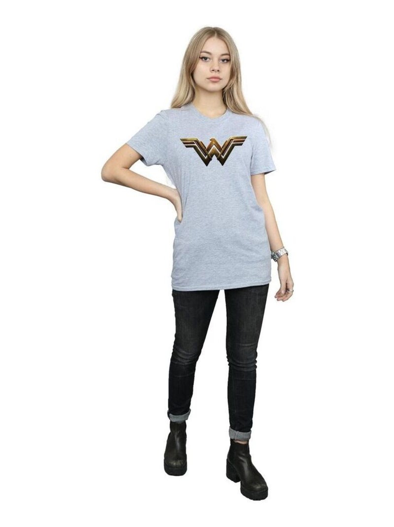 Wonder Woman - T-shirt motif/style logo Gris chiné - Kiabi