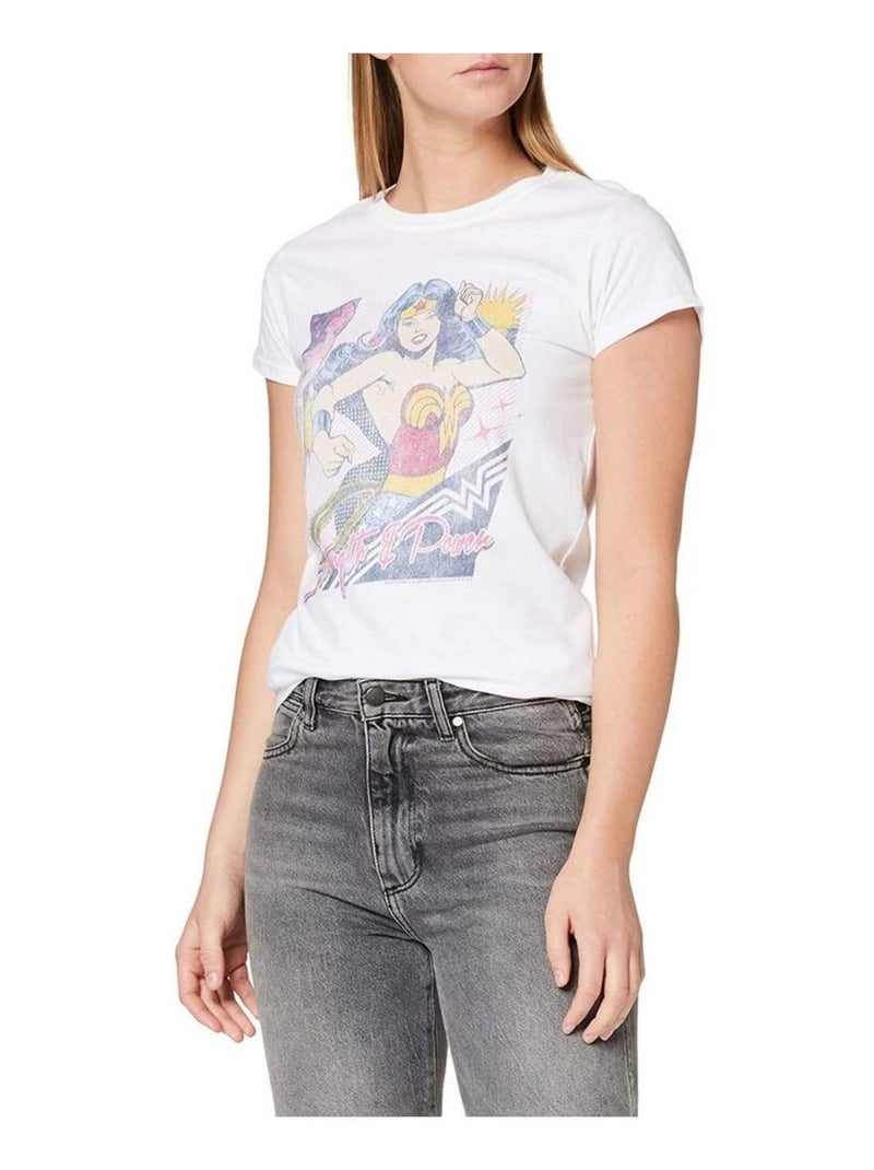 Wonder Woman - T-shirt STRENGTH AND POWER Blanc - Kiabi