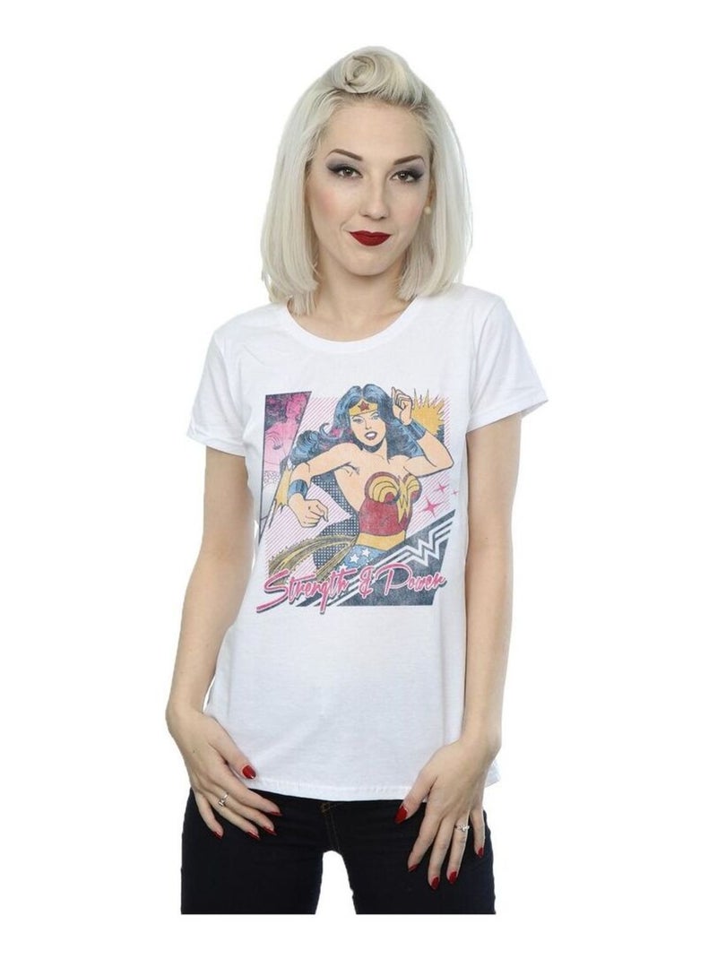 Wonder Woman - T-shirt STRENGTH AND POWER Blanc - Kiabi