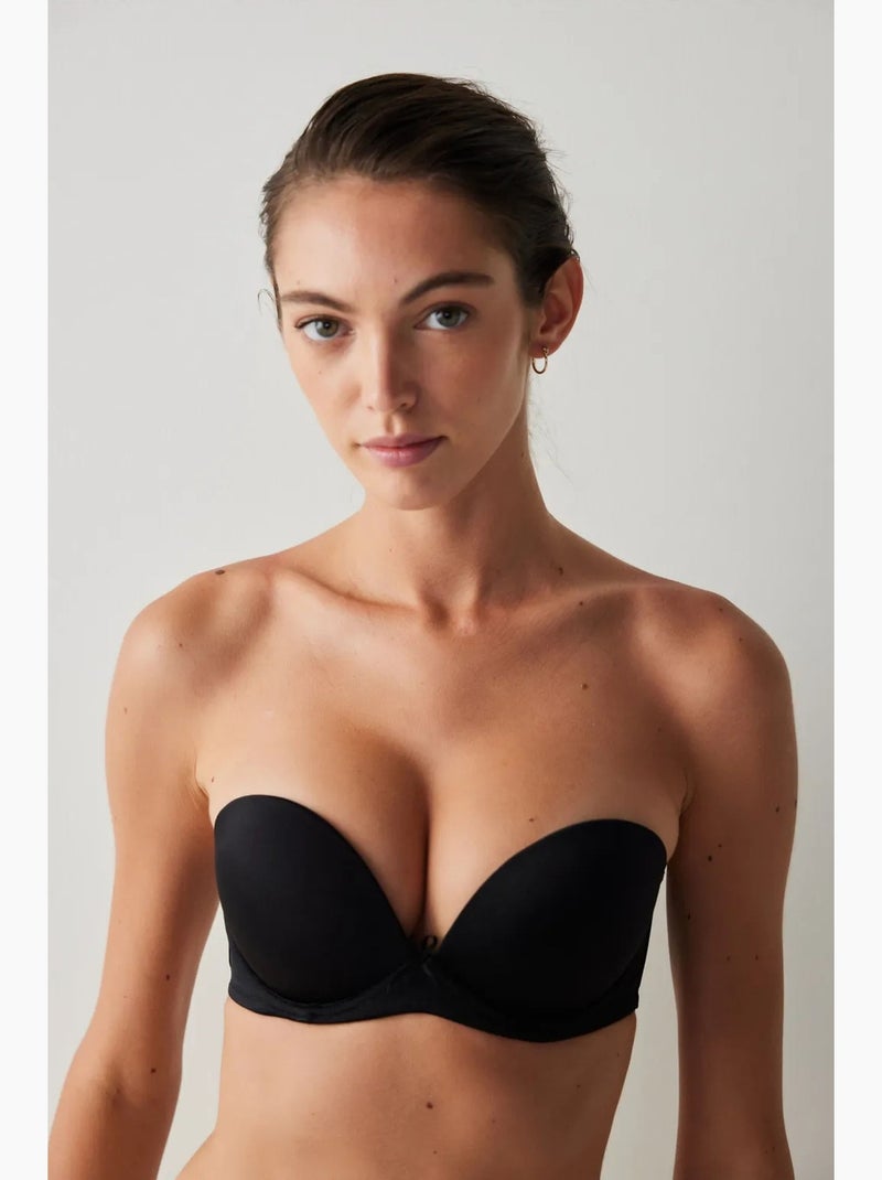 Wow soutien-gorge sans bretelles push-up rembourré à armatures penti Noir - Kiabi