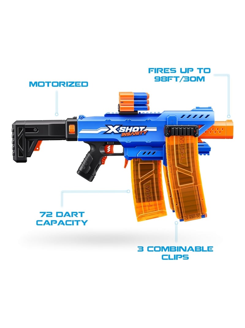 XSHOT - Insanity Clip Blaster motorisé avec fléchettes Bleu - Kiabi