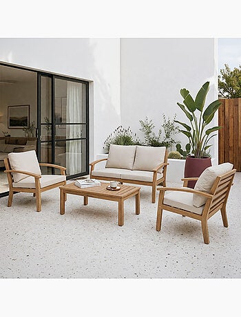 YALA Salon de jardin 4 places en acacia