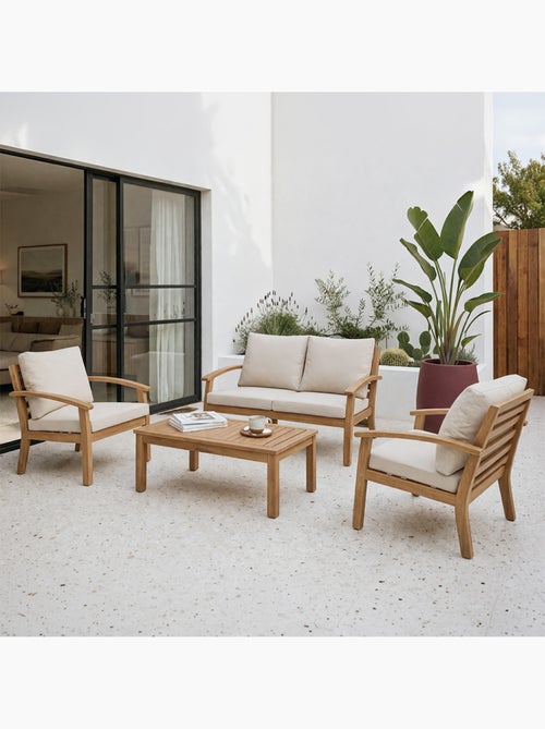 YALA Salon de jardin 4 places en acacia - Kiabi