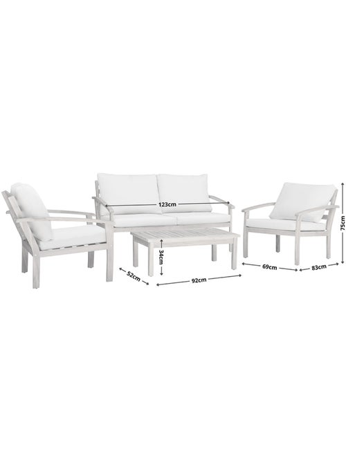 YALA Salon de jardin 4 places en acacia - Kiabi