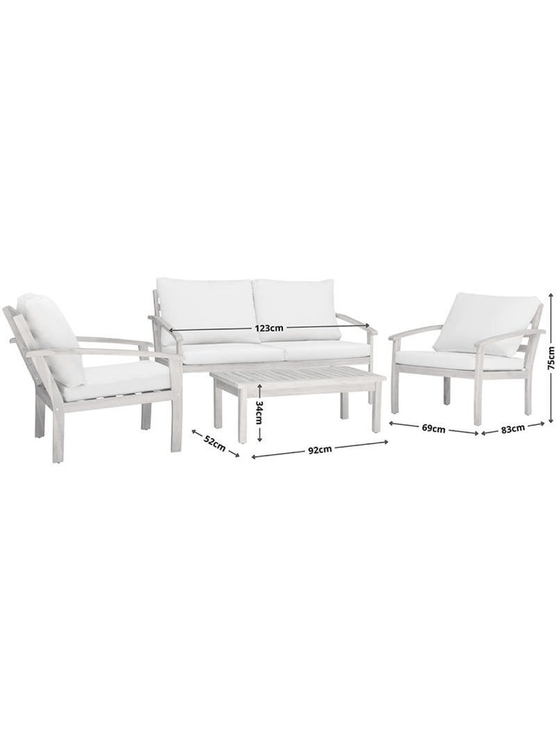 YALA Salon de jardin 4 places en acacia Marron - Kiabi