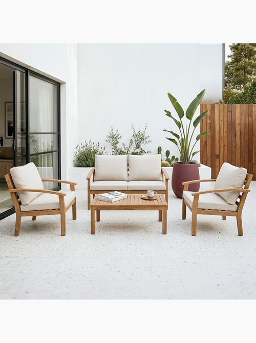 YALA Salon de jardin 4 places en acacia - Kiabi