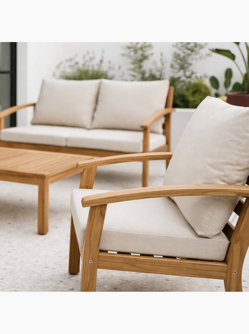 YALA Salon de jardin 4 places en acacia Marron - Kiabi