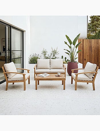 YALA Salon de jardin 4 places en bois d’acacia
