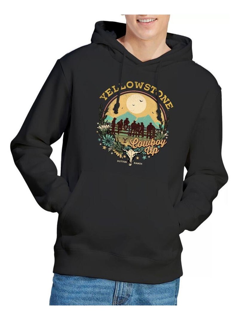 Yellowstone - Sweat à capuche COWBOY UP Noir - Kiabi