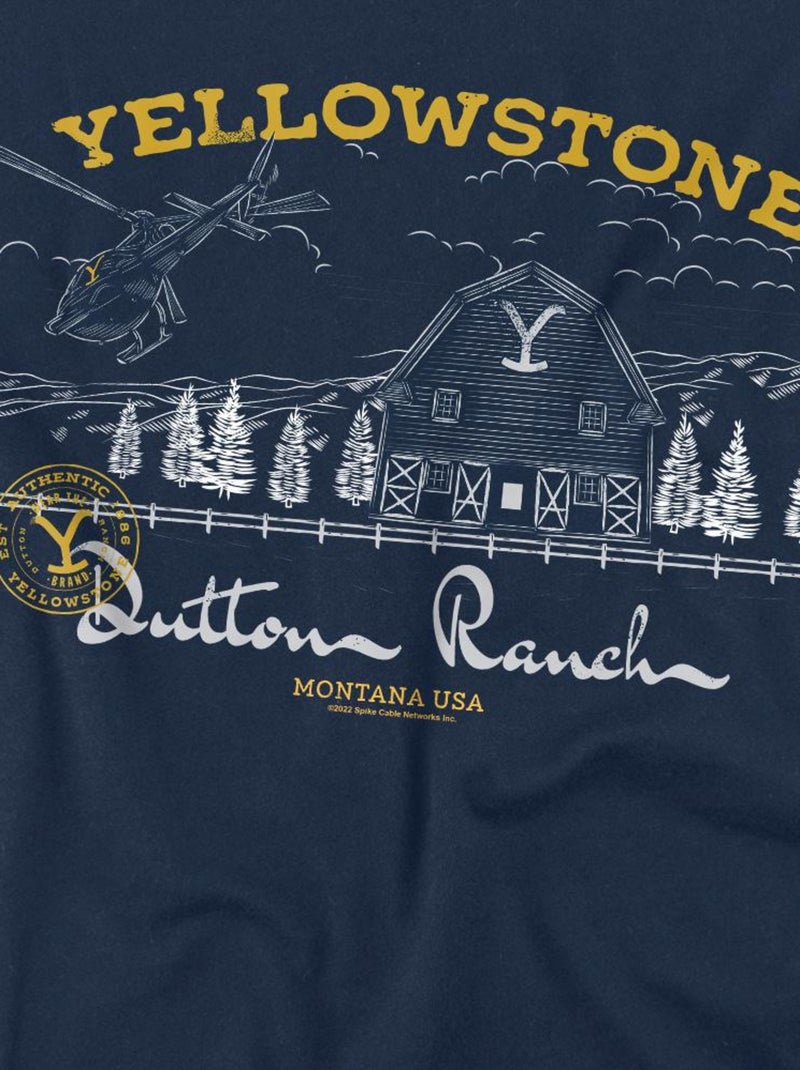 Yellowstone - T-shirt DUTTON RANCH Bleu marine - Kiabi