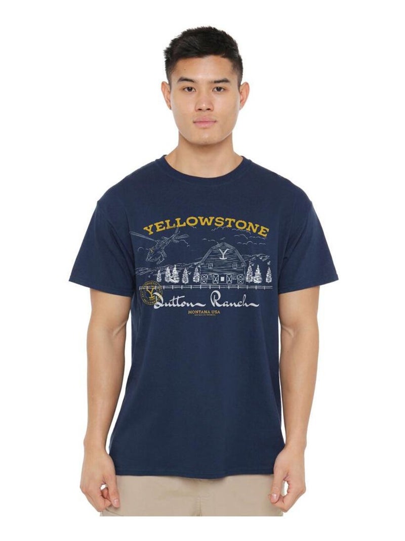 Yellowstone - T-shirt DUTTON RANCH Bleu marine - Kiabi
