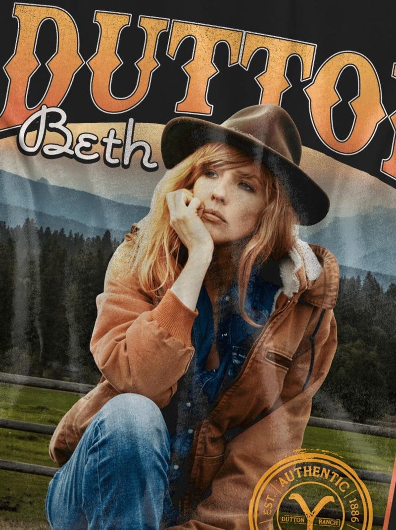 Yellowstone - T-shirt motif Beth Dutton THOUGHTS Noir - Kiabi