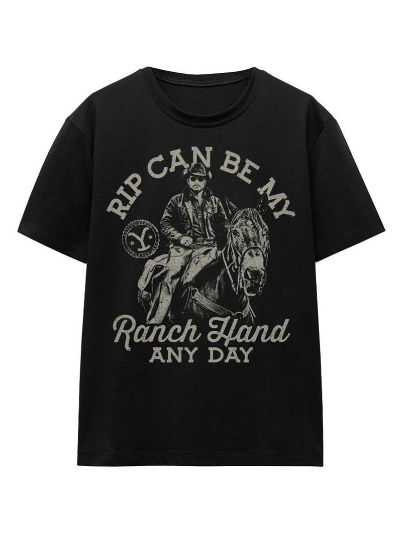 Yellowstone - T-shirt RIP CAN BE MY RANCH HAND Noir - Kiabi