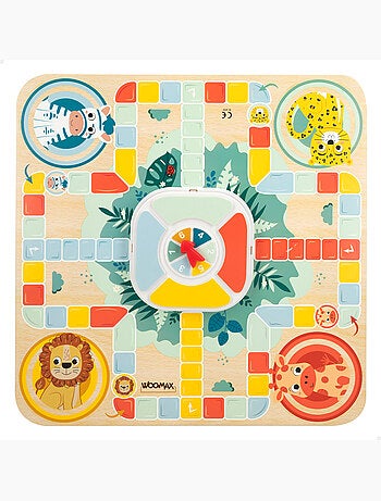 Zookabee Jeu de Ludo et de l'Oie en bois avec des animaux de la jungle WOOMAX