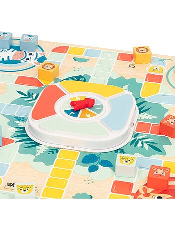 Zookabee Jeu de Ludo et de l'Oie en bois avec des animaux de la jungle WOOMAX